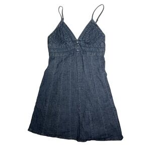 Blue Empire Waist Denim Dress with Spaghetti Straps
